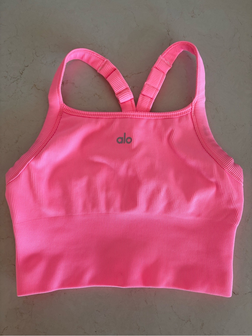 Alo Seamless Ribbed Favorite Bra Tank- Neon Bubblegum